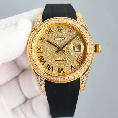 ROLEX Datejust replica swiss 18K Nano Technology AAA Zircon Inlay 41mm Rubber Straps for Rolex Watch
